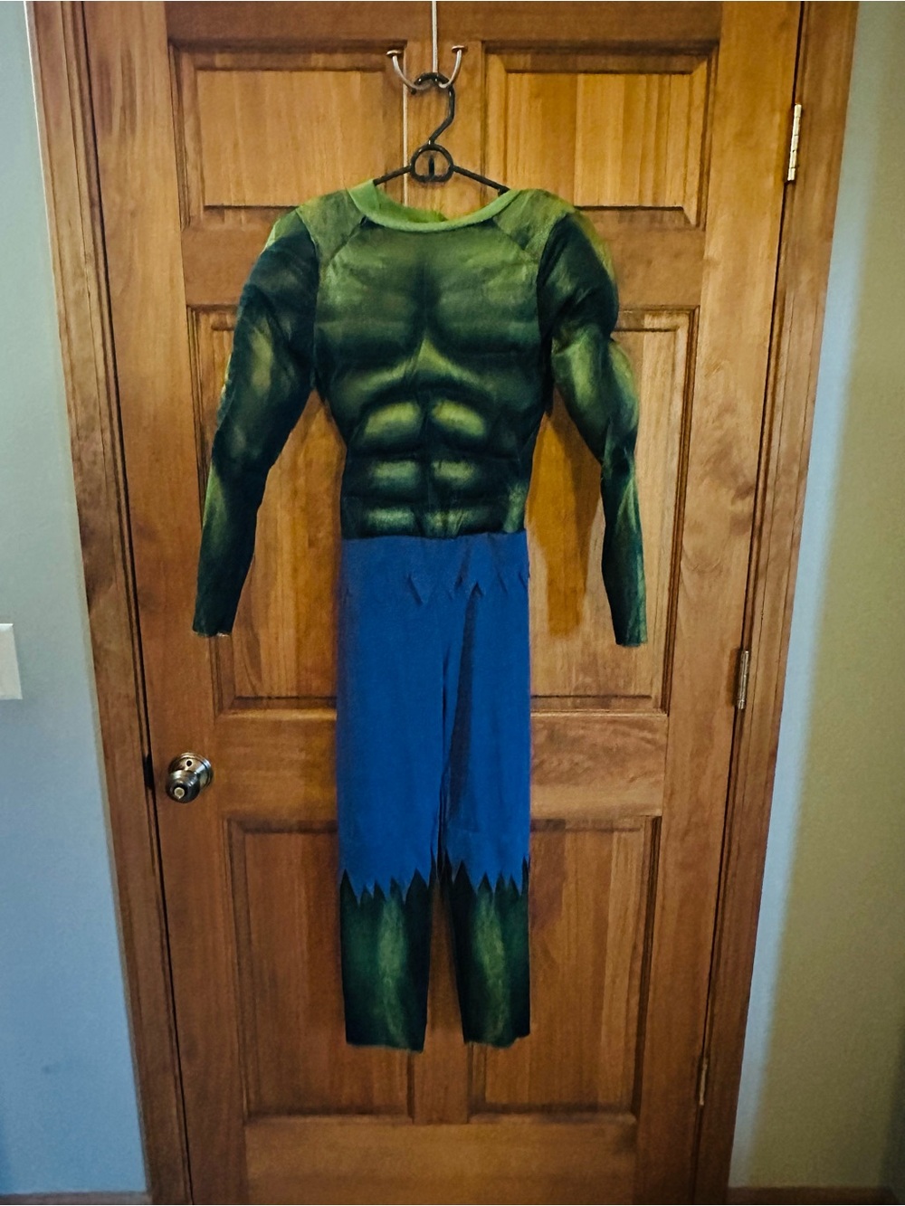 Kids Green Hulk avengers Muscle Costume with Blue Pants Size large